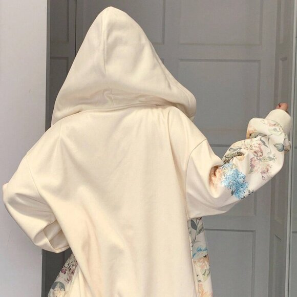 Pink Casual Women's Ditsy Floral Hoodie Sweatshirt - Picture 9 of 9